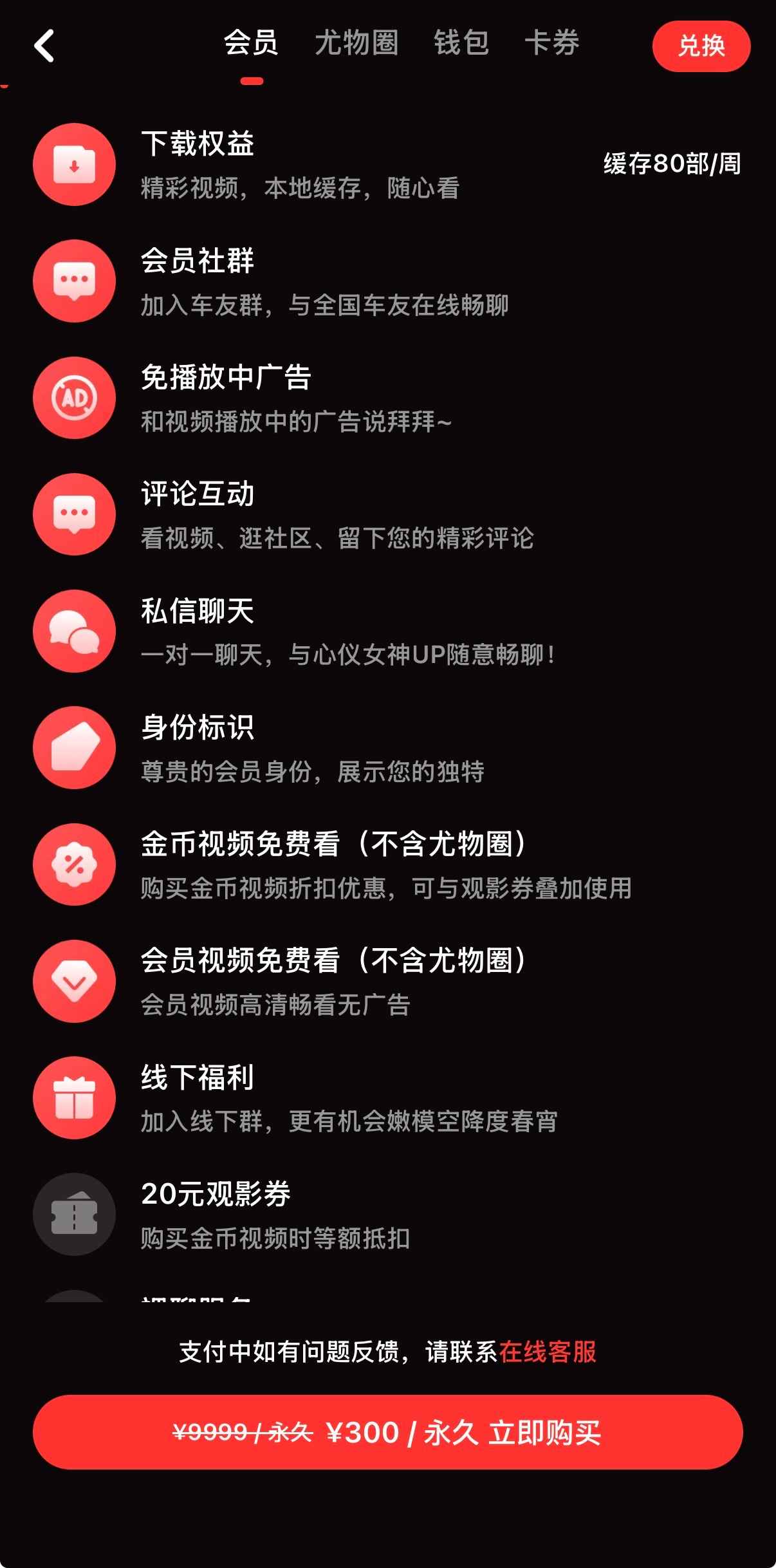 糖心Vlog300元会员套餐界面